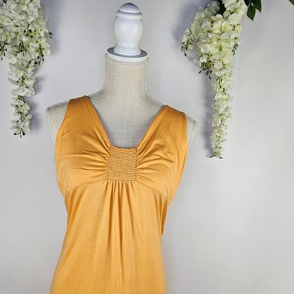 Y2K New Talbots Beachy Sleeveless Midi Shirt Dress Size Small Pastel Orange - Picture 4 of 12